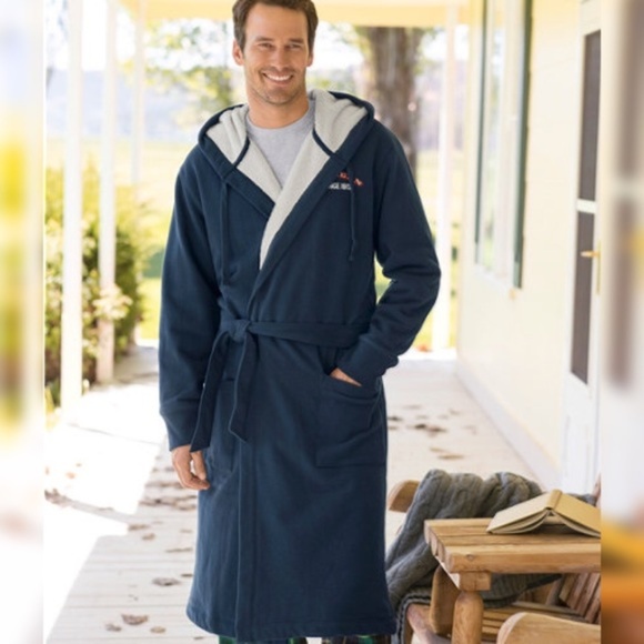 mens hooded fleece lined robe